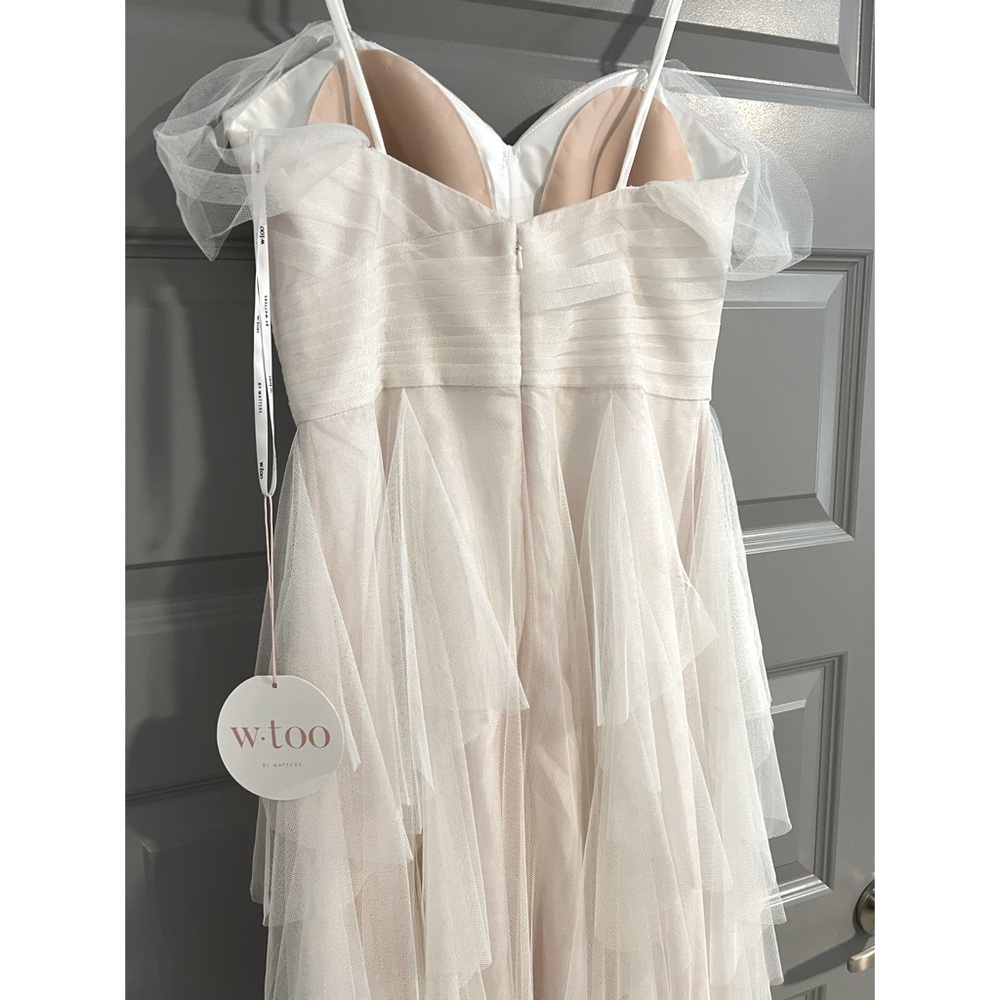 A-line Off-Shoulder Wtoo by Watters Moore Dress Gown Ivory Blush Size S 2/4 - Picture 8 of 15